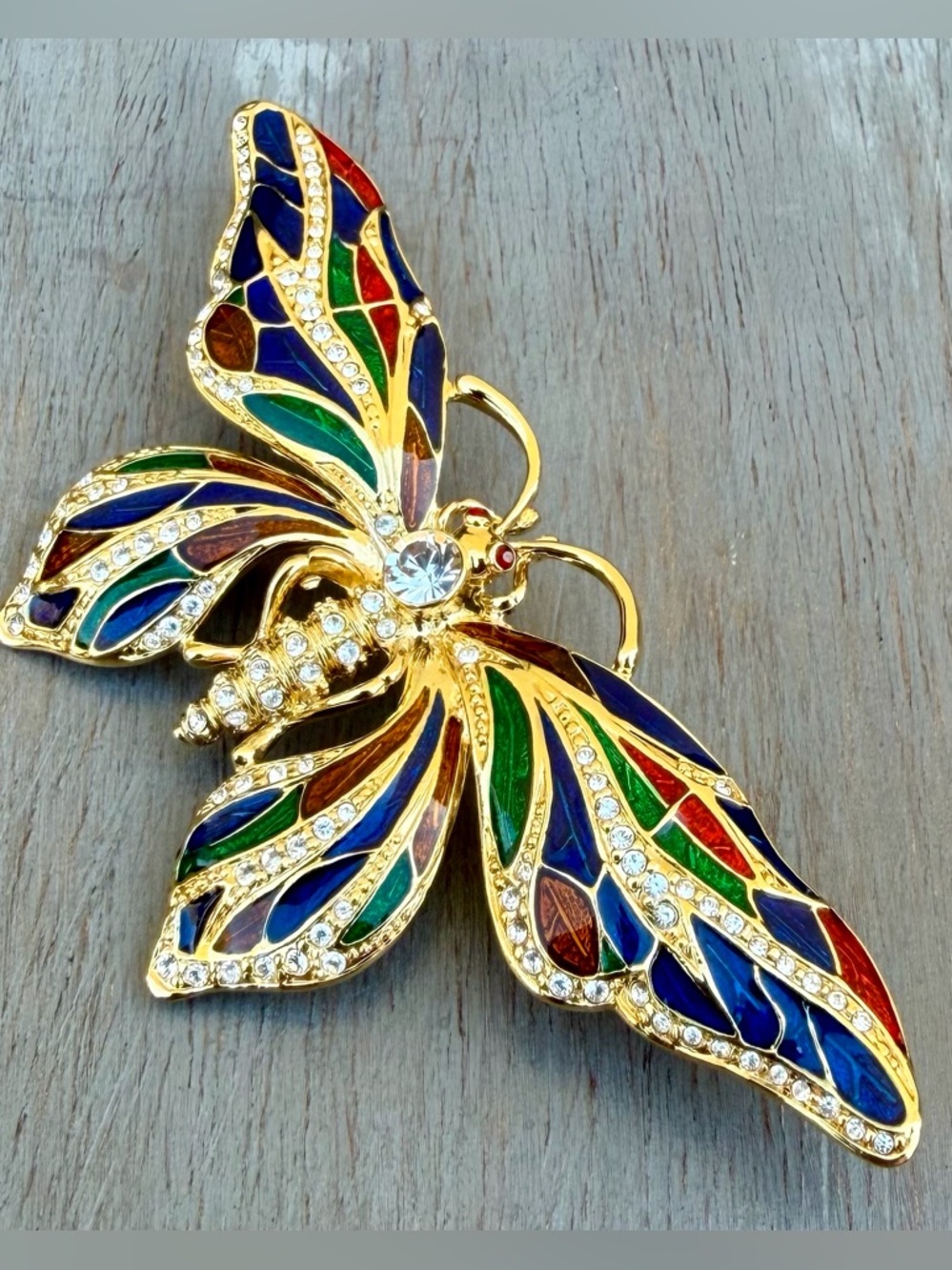 Camrose & Kross JBK Vintage Enamel Rhinestone Butterfly Brooch - Picture 9 of 10
